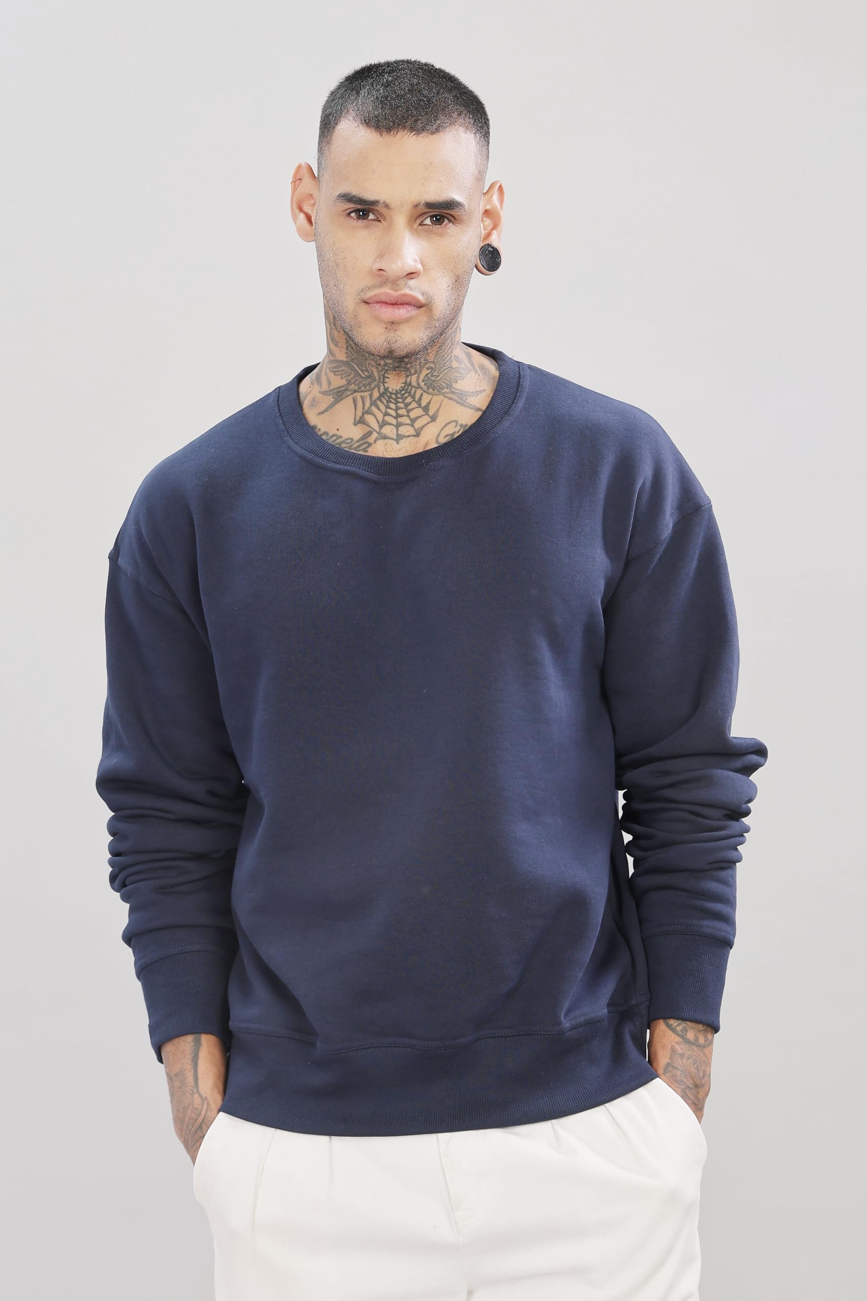 ADRO Bluza męska, oversize, z polaru bawełnianego, 340 g/m², męska bluza na zimę