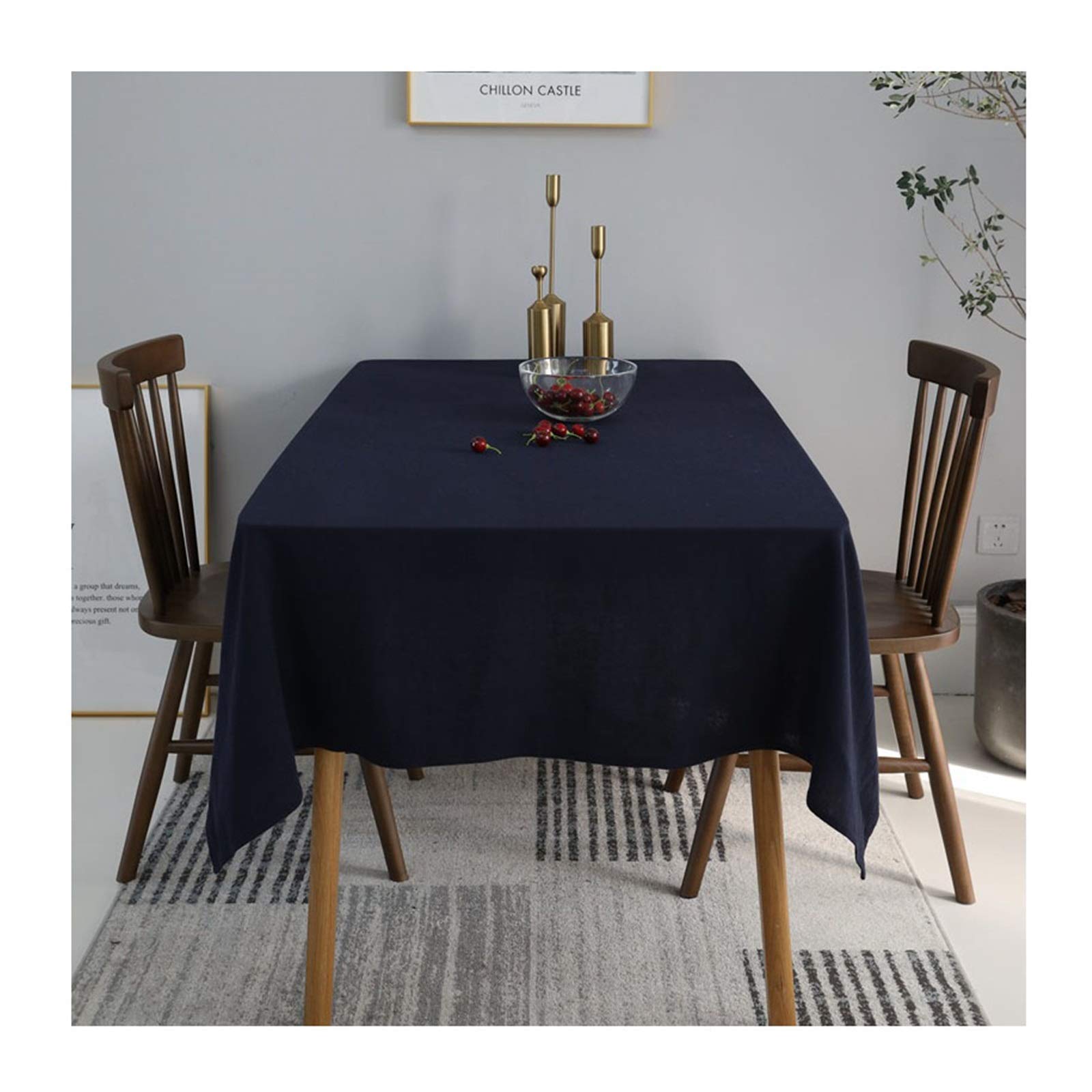 Nappe 90x140cm polyester bleu foncé comme toile de fond déco