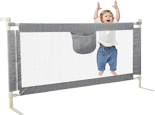 Barrera de cama Willonin para niños, protección anticaídas ajustable 150/180/200 cm