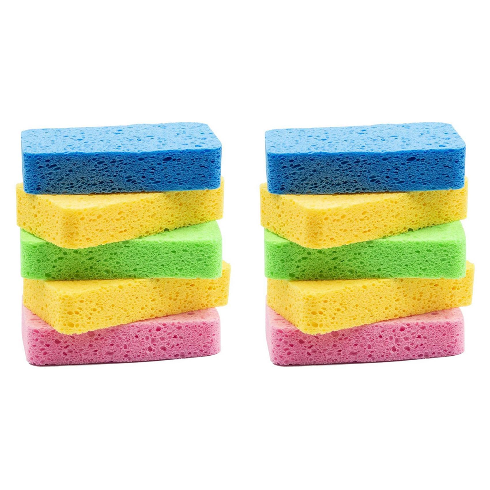 Hndhbfgrt Large Cellulose Sponges,Kitchen Sponges for Dish, Duty Scrub Sponges,Non-Scratch Dish Scrubber Sponge 10 Pcs