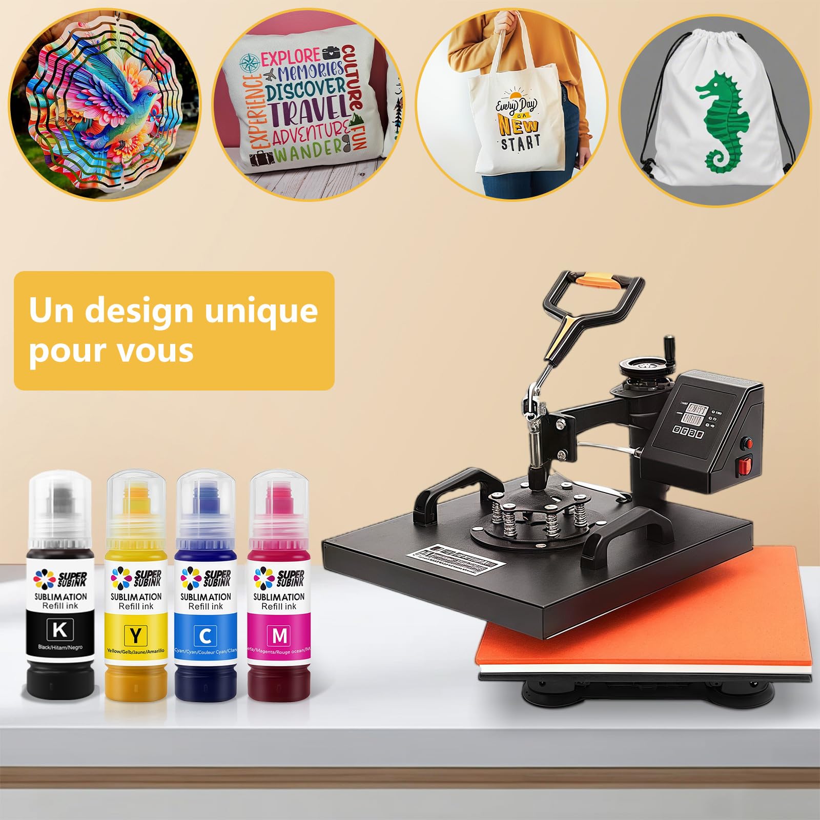 Encre de Sublimation pour Epson 2810 ET-2850 2830 2815 4810 Compatible EPSON ECOTANK imprimante (Remplissage Automatique/sans ICC/Anti-UV)