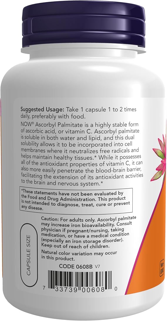 NOW Supplements, Ascorbyl Palmitate 500 mg, Esterified Vit C, 100 Veg Caps