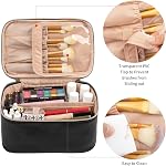 Makeup Bag, Portable Cosmetic Bag, Large Capacity Travel Makeup Case Organizer for Women and Girls, Train Case Makeup Bag for Toiletries for Traveling with Handle and Divider, Black