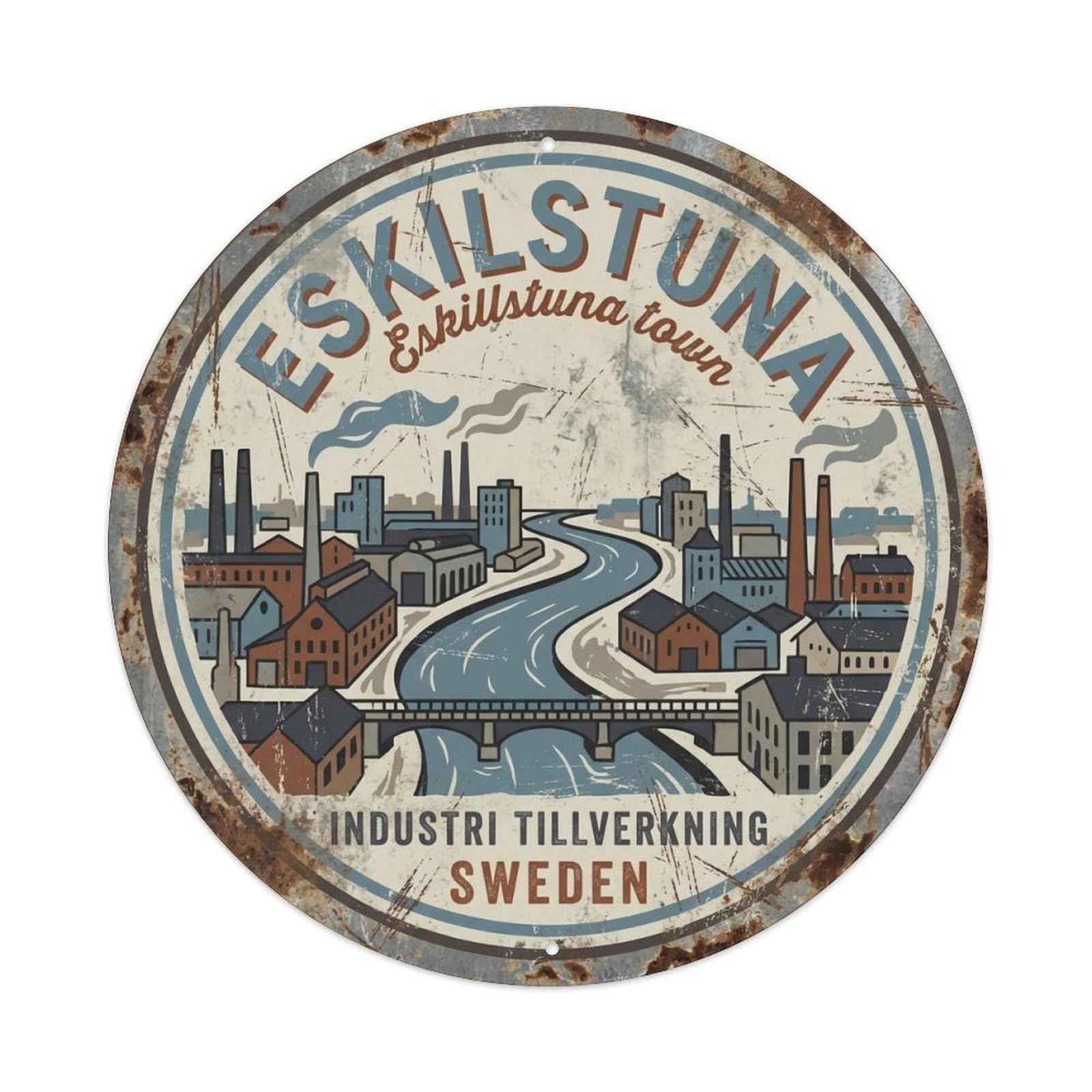 Okahys 8X8inch(20X20cm) Vintage Travel Eskilstuna Sweden Cutlery Metal Tin Sign