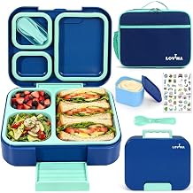LOVINA Adult Bento Lunch Box Set - Leak-Proof Lunch Container With Insulated Lunch Bag For Kids Adult, Bento Box Set For Women Kids, BPA & PFAS-Free, Microwave & Dishwasher SafeBlue