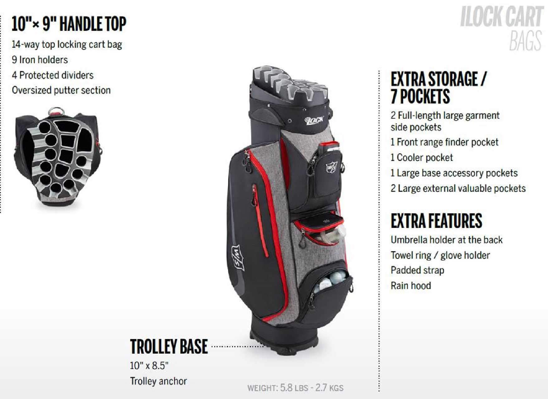 Wilson Staff Sac de golf, I LOCK III Cart Bag