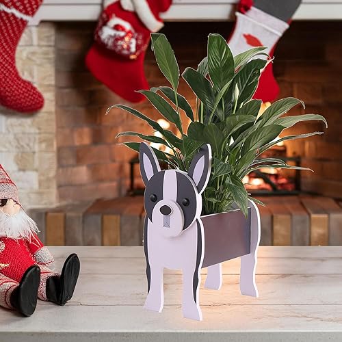 Miniatura 2 de Gochoi Boston Terrier Regalos para mujeres maceta para perros Boston Terrier macetas para perros para decoración de jardín al aire libre soporte
