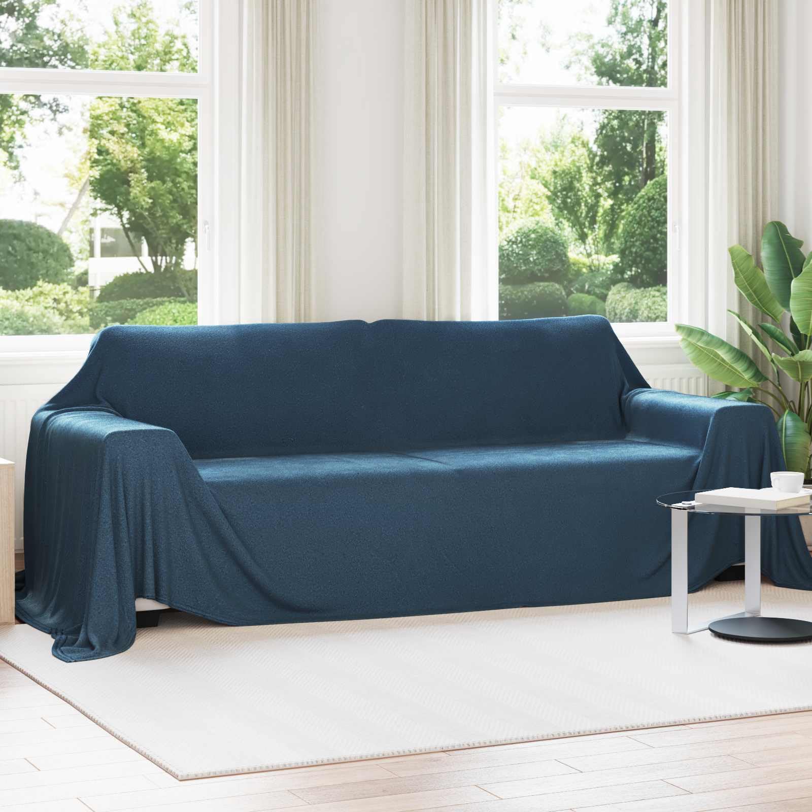 Couverture polaire bleu marine 350x270 cm finis les pieds froids au lit