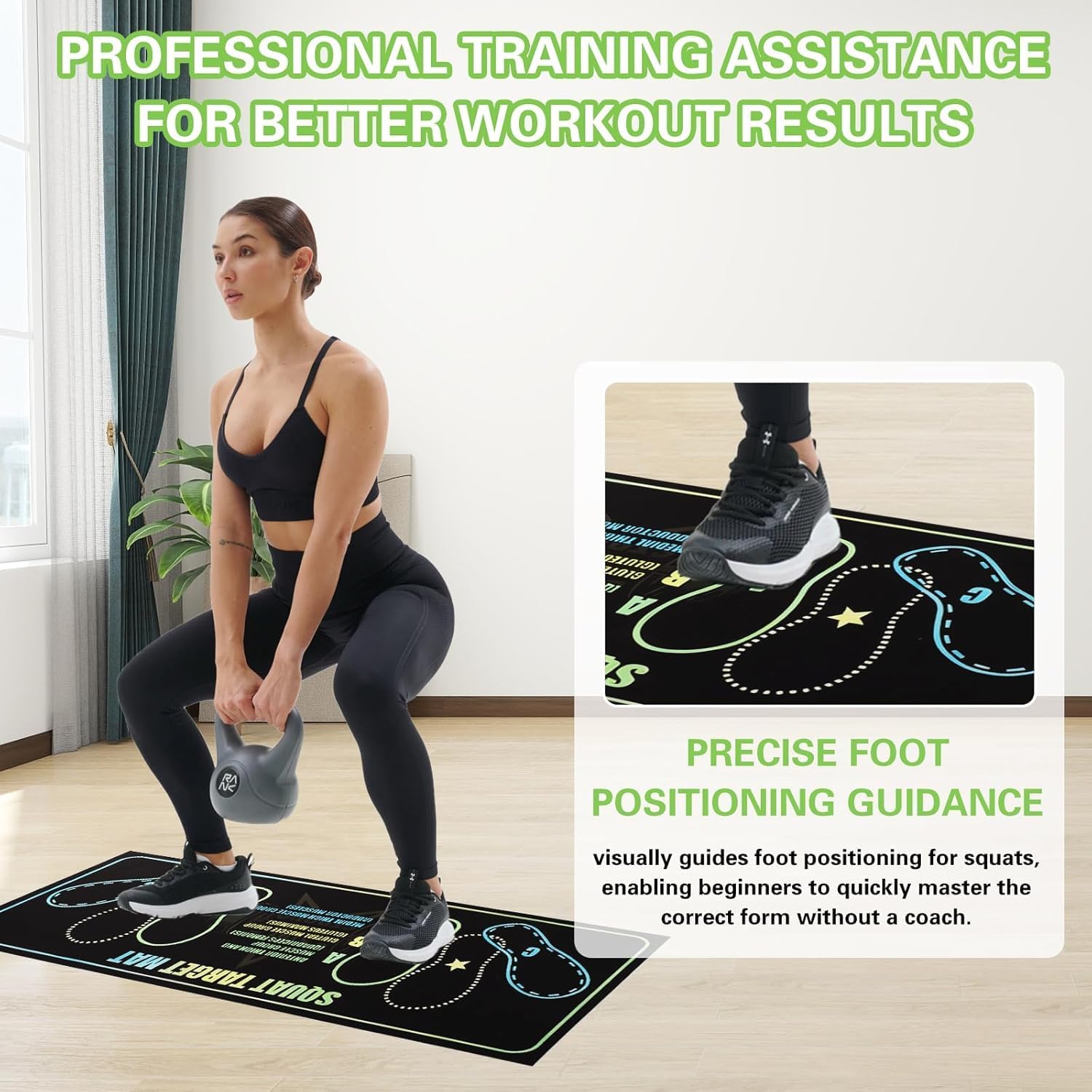 Squat Target Mat, Non-Slip Squat Mat with Foot Position for Improved Muscle Activation, Ideal for Home Fitness Enthusiasts