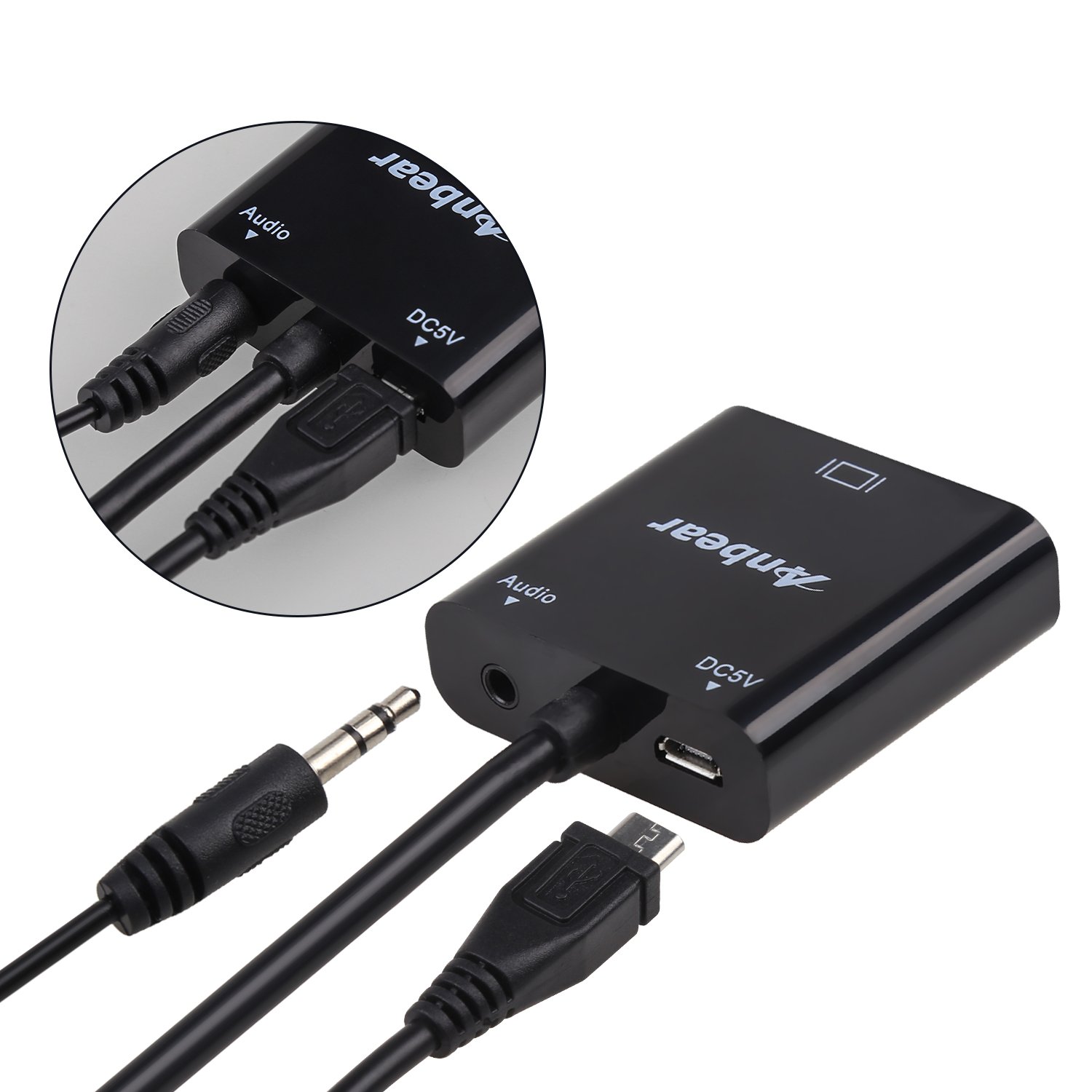 Adattatore da HDMI a VGA con audio (confezione da 10), adattatore VGA a HDMI placcato oro (da maschio a femmina), compatibile per computer, desktop, laptop, PC, monitor, proiettore, HDTV