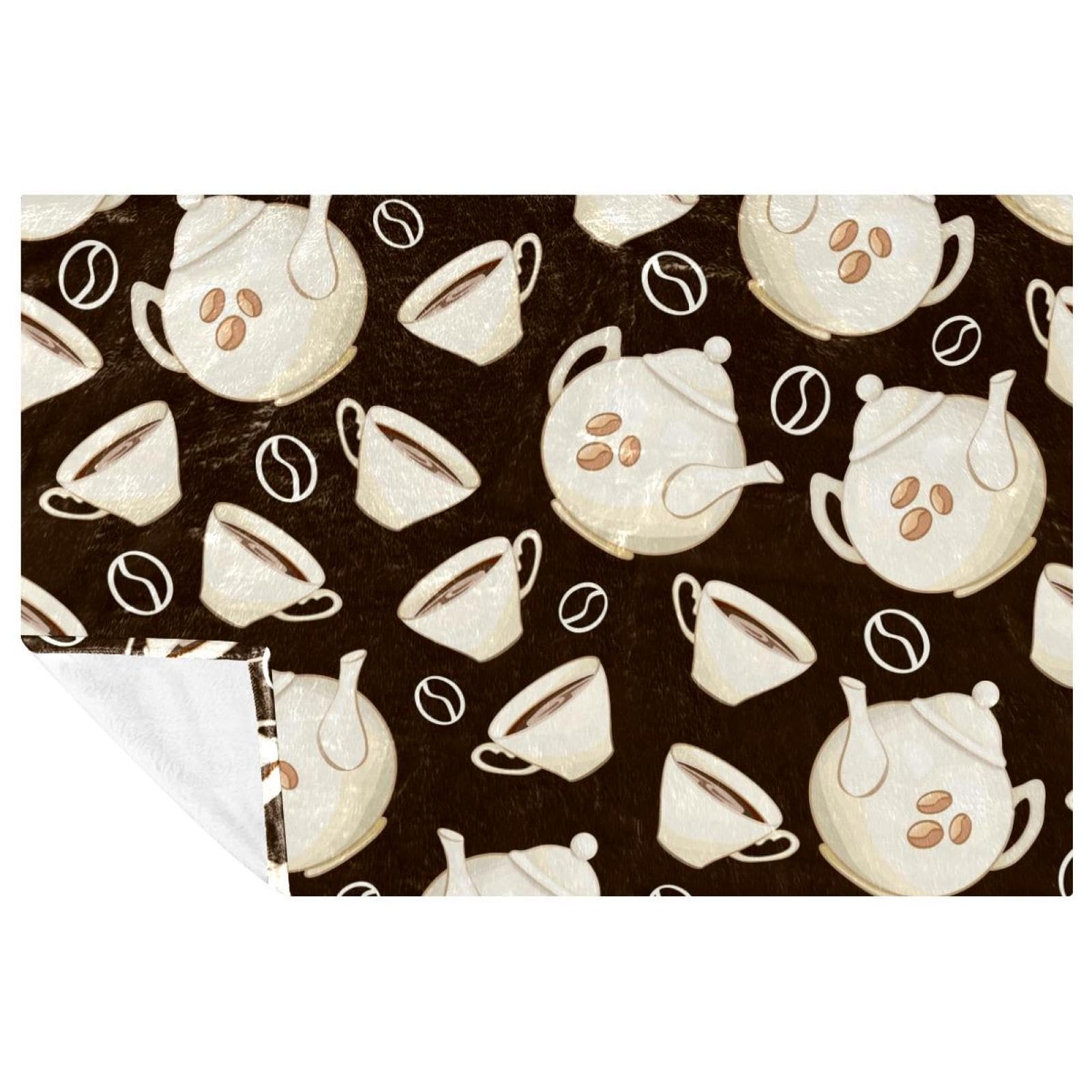 Plaid théière en porcelaine 150x100 cm en maille douce pour lit et canapé