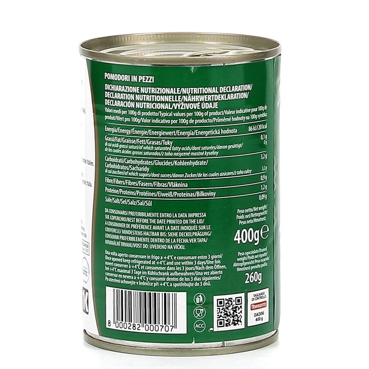 24 x La Torrente Polpa di Pomodori Dadini Pâte de tomate sauce aux tomates en Italie 400 g