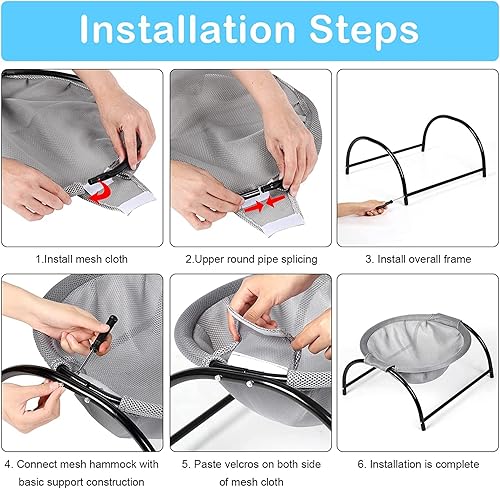 Miniatura 7 de NANANARDOSO Cama para gatos, hamaca para gatos Cama de dormir desmontable elevada para perro, cuna hamaca transpirable, fácil de montar,