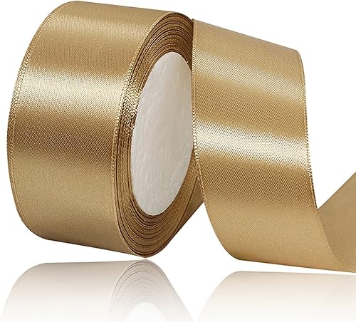 Miniatura 39 de Cinta de satén dorada de 3/4 pulgadas x 25 yardas, cinta de tela de color sólido para envolver regalos, manualidades, fabricación de lazos