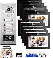 Vista 11 de Sistema de timbre de intercomunicación visual de apartamento multiunidad, monitor de 7 pulgadas, timbre de video con cable, cámara IR, detección