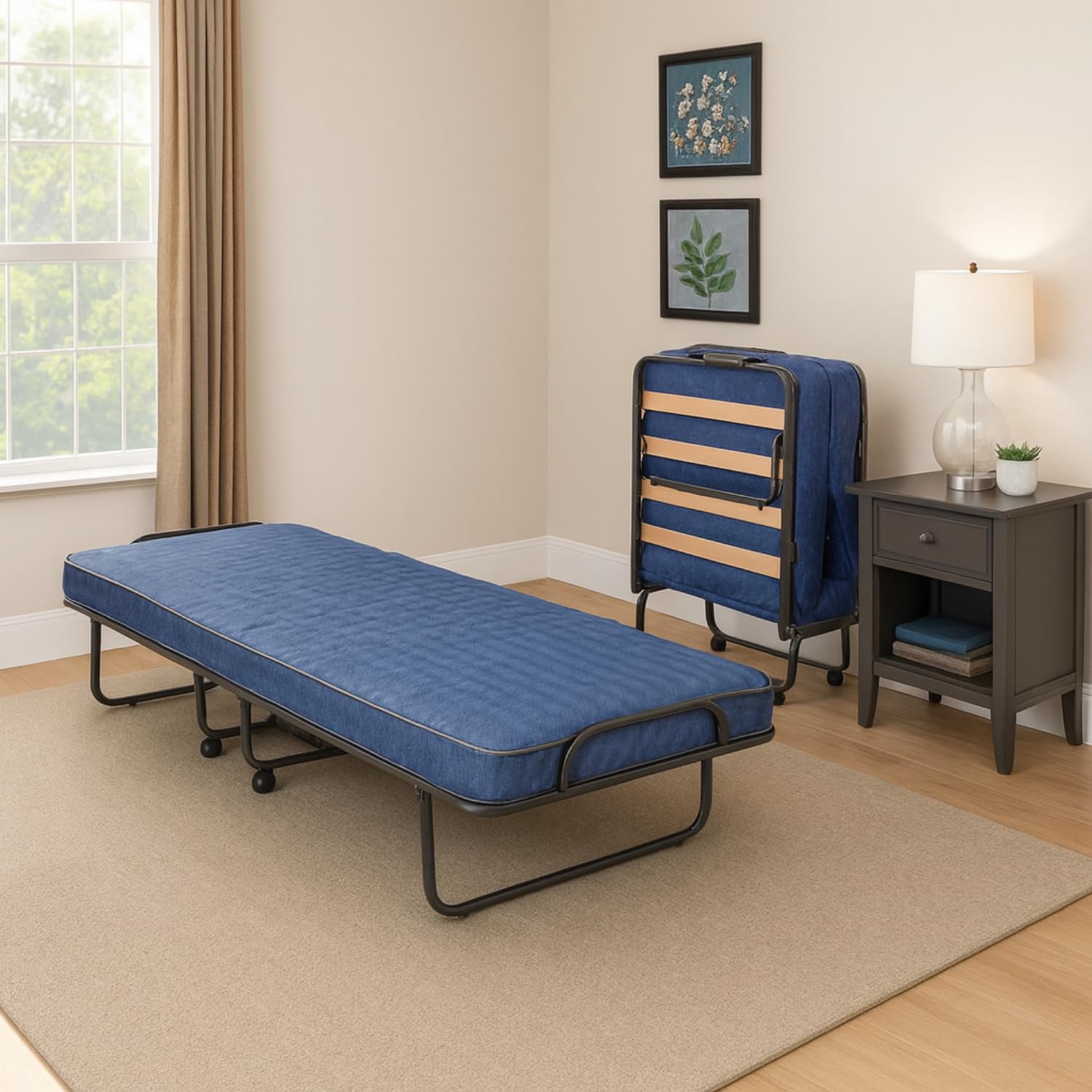 Paluplus Brandina Pieghevole con Materasso Sigolo, Misura 80x200x39 cm, Letto con Struttura Tubolare, Materasso alto 10cm, 4 Ruote Girevoli, 15 Doghe Flessibili, Made in Italy -Inclusa Copertura-C -17