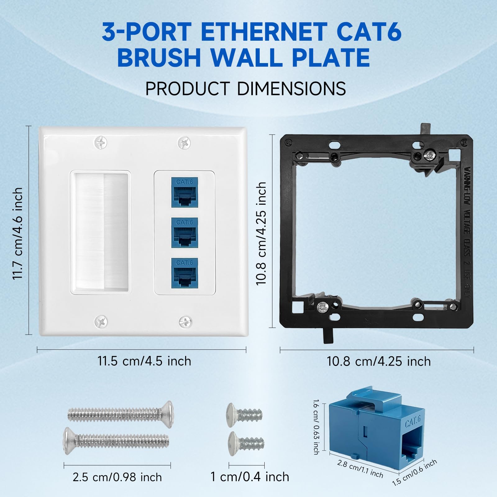Plateau (英) 2枚 Amazon.com: 2 Gang Brush Wall Plate and 3-Port Cat6 Ethernet, RJ45