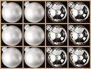 WDS WONDROUS Silver Glass Christmas Ball Ornaments Set – 2.36” Small Xma...