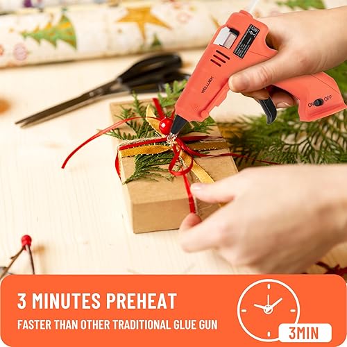 Miniatura 4 de WELLUCK Pistola de pegamento caliente inalámbrica, recargable por USB, mini pistola de pegamento termofusible con 20 barras de pegamento y cable