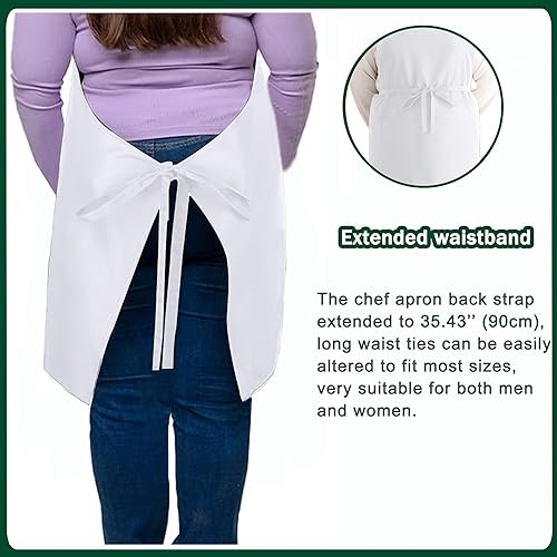 Miniatura 5 de 5 Pack Black White Apron, Chef Servers Waitress Aprons with Pockets for Men Women, Professional Work Apron