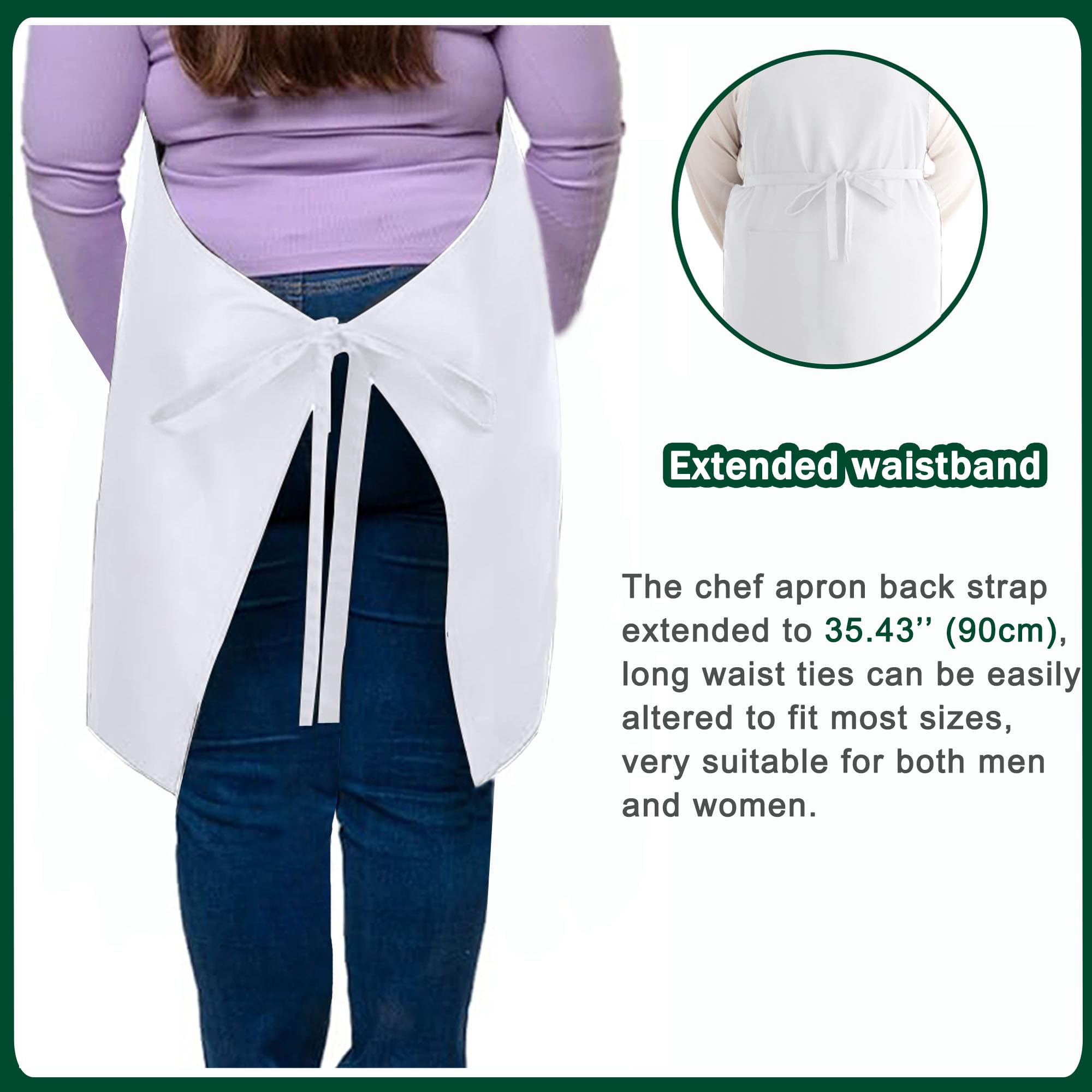 5 Pièces Noir Blanc Tabliers, Chef Tabliers pour Hommes et Femmes, Professionnel Cuisine Serveur Tabliers (1 Poche)