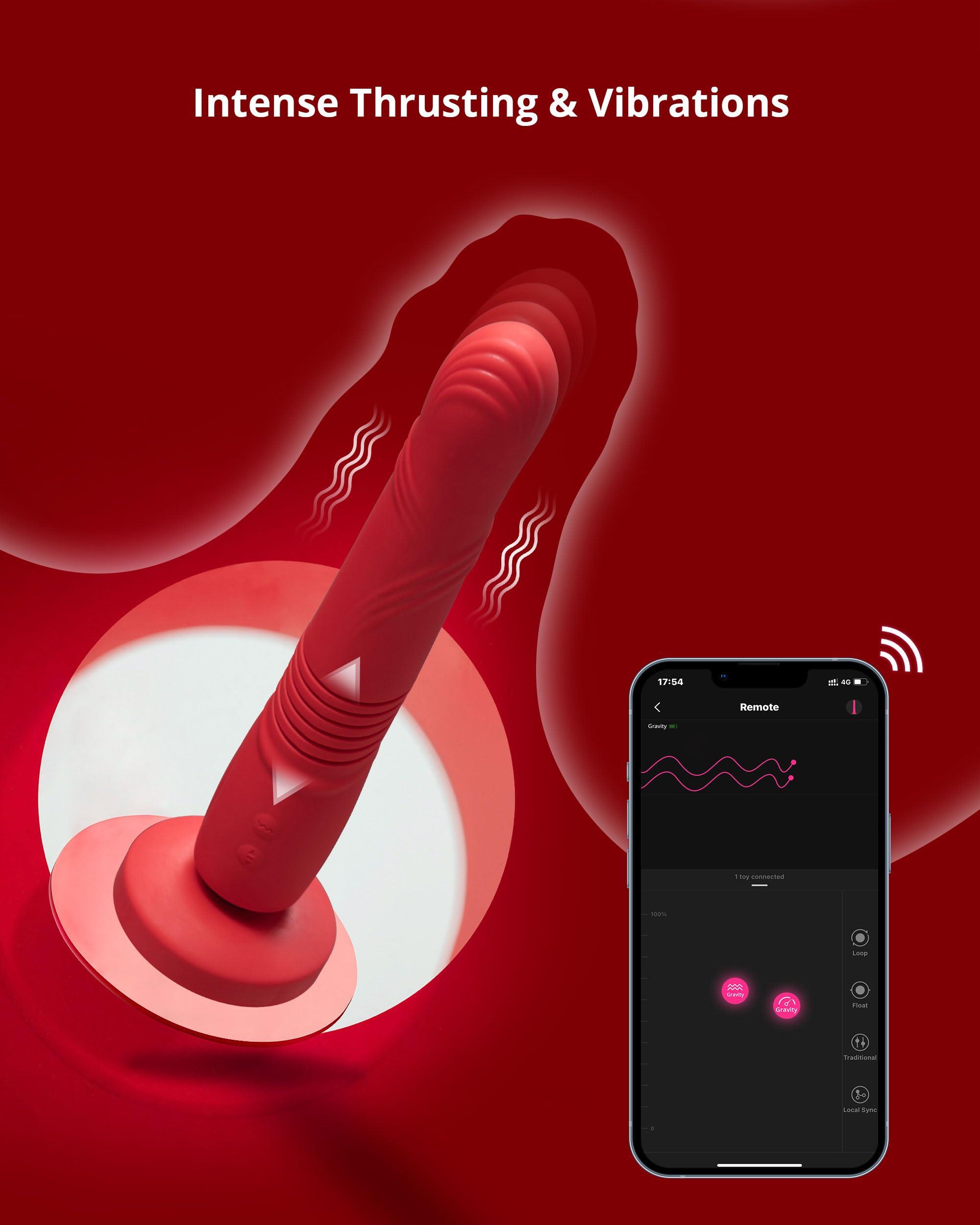 LOVENSE Gravity G Spot Thrusting Vibrator, App Remote Control G-Spot Vibrator for Women Rechargeable G Spot Dildo Thrusting & Vibrating Modes, Bluetooth Adult Sex Toys for Couples Play