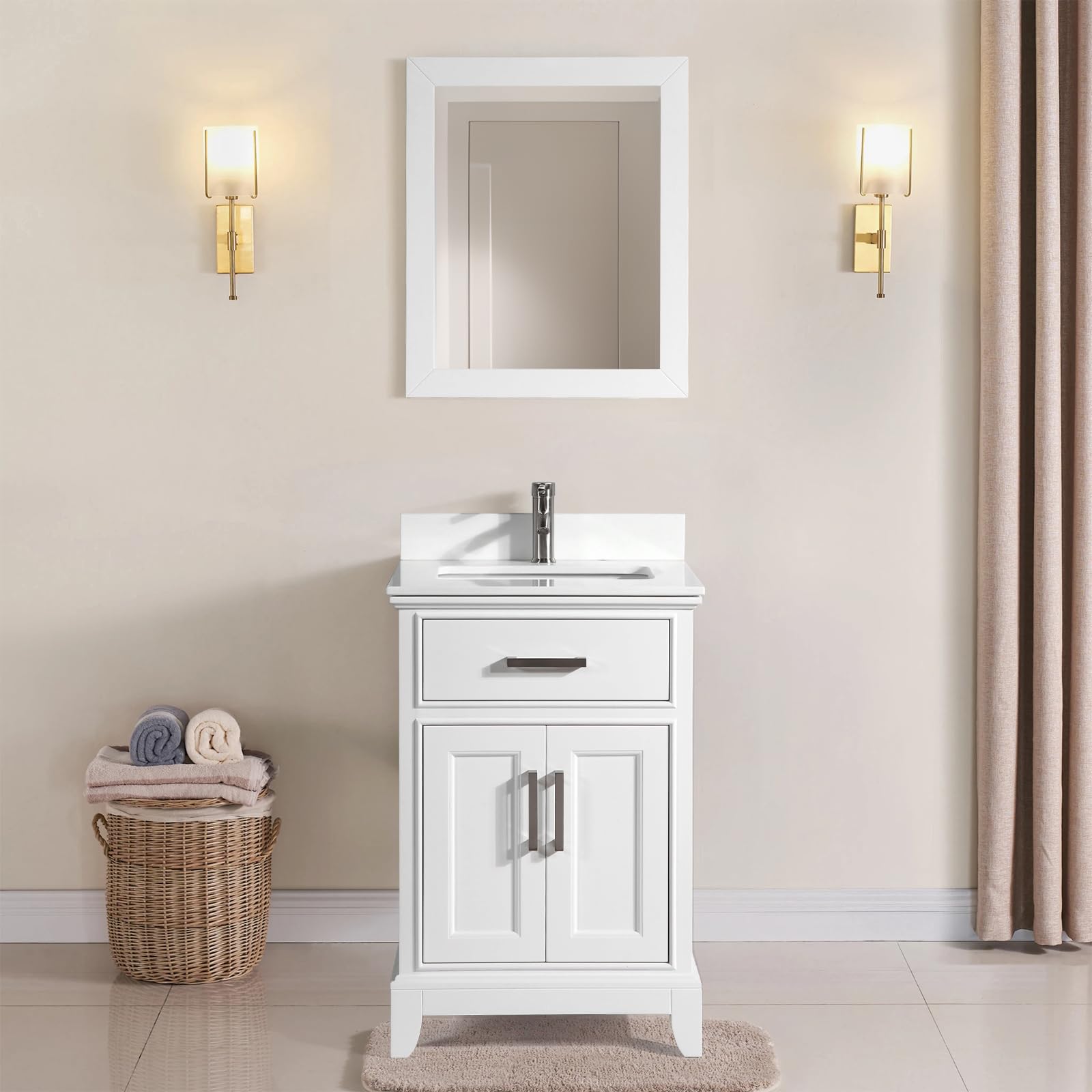 Amazon.com: HomeBeyond 24 Inch Bathroom Vanity with Sink & Mirror ...