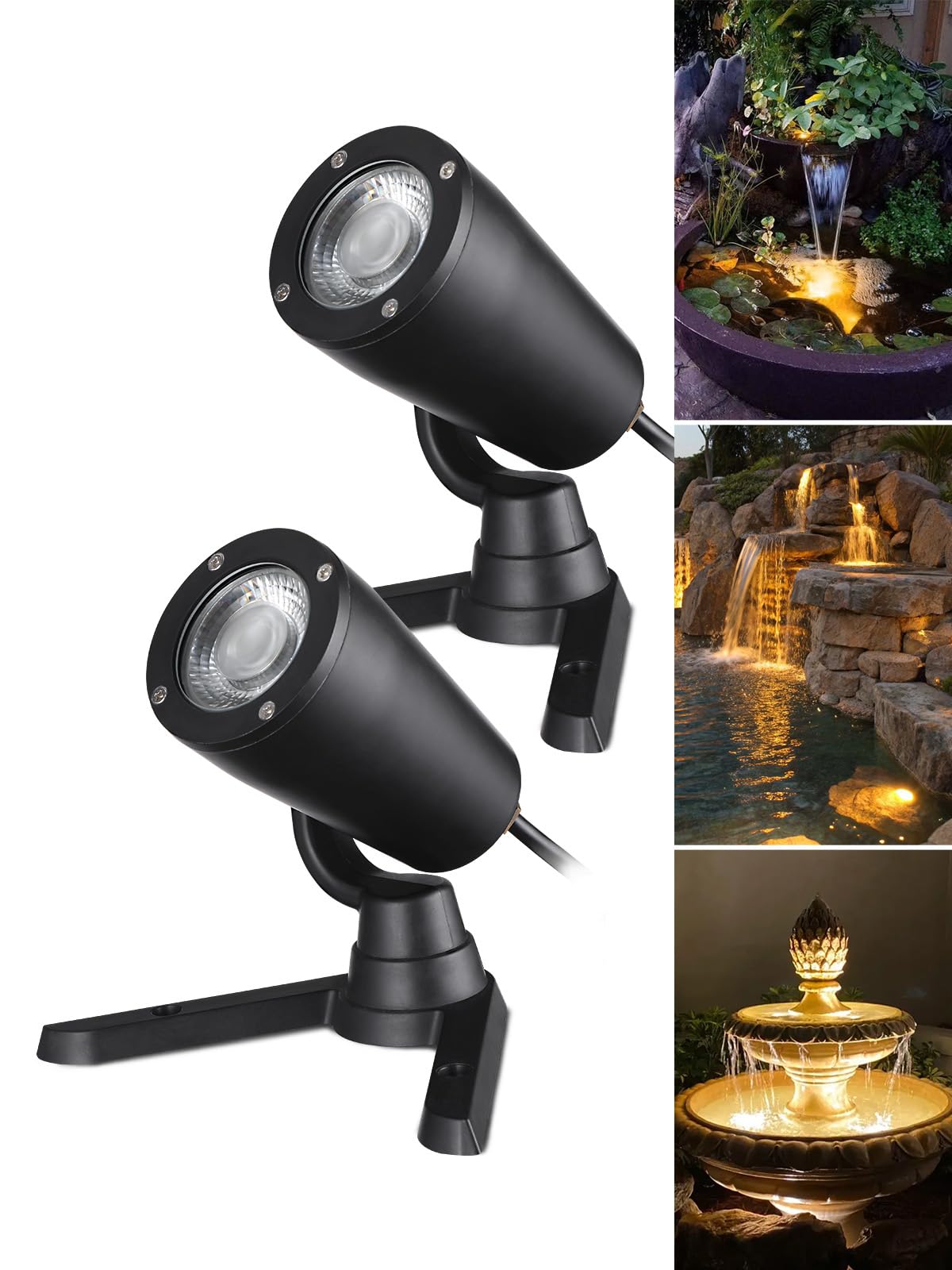 LEONLITE 2-Pack 5CCT Low Voltage Underwater Pond Light, 12-24V AC/DC