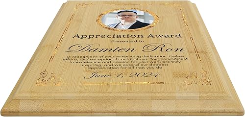 Miniatura 10 de Placa personalizada con acabado de roble de 9 x 12 pulgadas para premios y reconocimiento, placa personalizada con respaldo con cerradura,