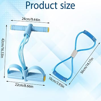 Pedal Resistance Bands with Handle, Multifunctional Foot Pedal Resistance Band for Full-Body Strength Training, Sit Up Exercise Equipment with Dual-Color Handles, Portable Home Gym Equipment
