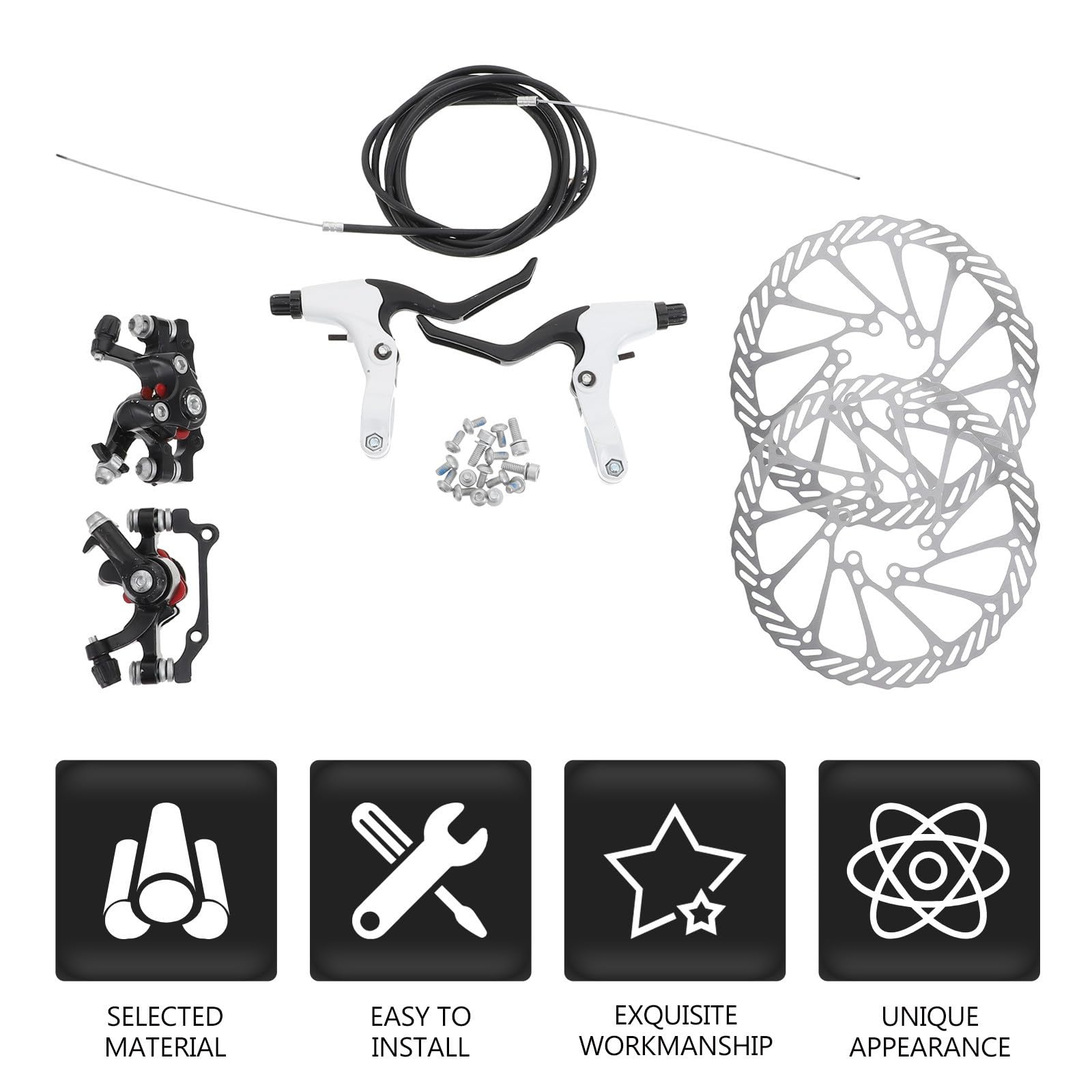 Toddmomy Juego de Frenos de Disco Hidráulicos 1 Set para Bicicleta, Metal y Plástico, Diseño Hueco Oblicuo Largo, Alta Fricción y Práctico Negro