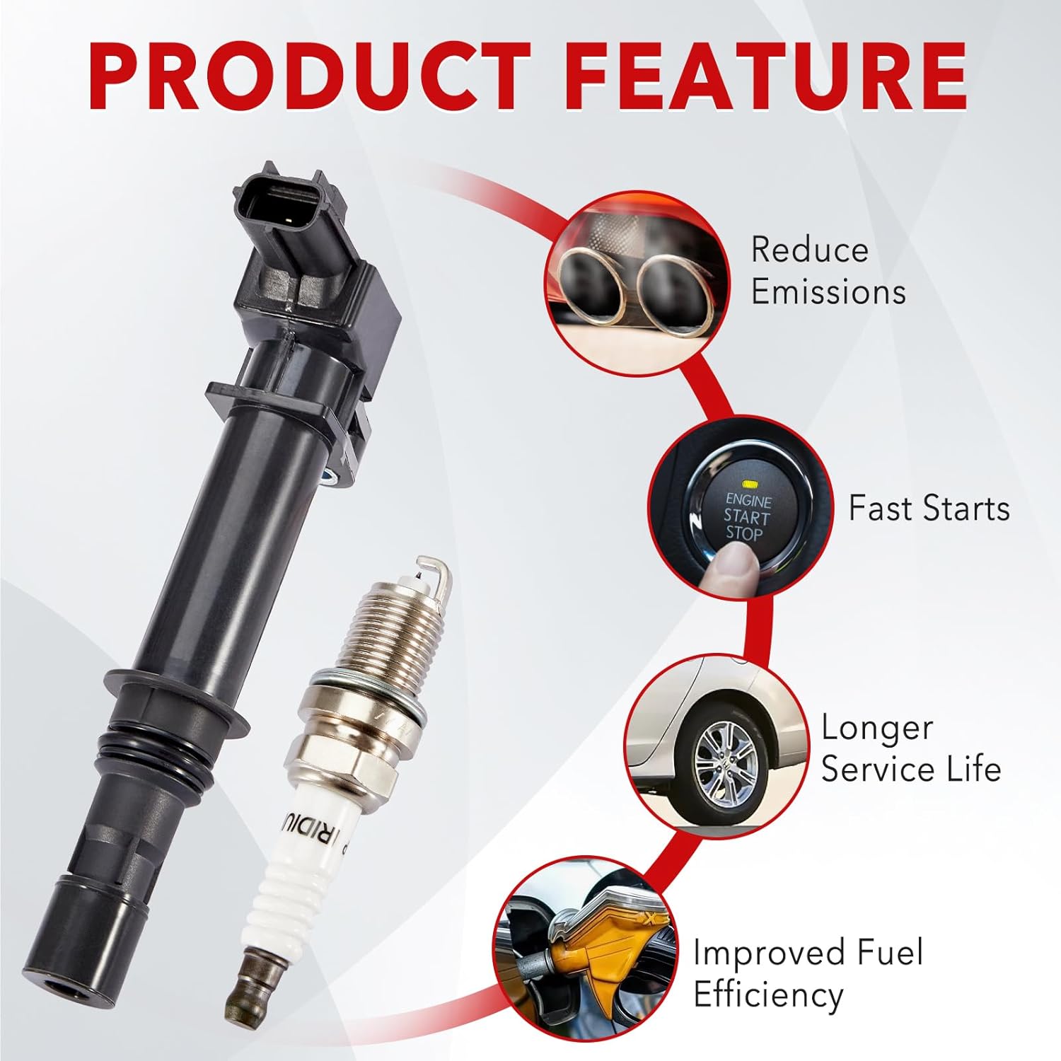 Pindex UF270 Ignition Coil Pack and Spark Plugs Coil Pack Kits Compatible with 2000-2007 Dodge Durango Ram 1500 Dakota Jeep Grand Cherokee 4.7 V8