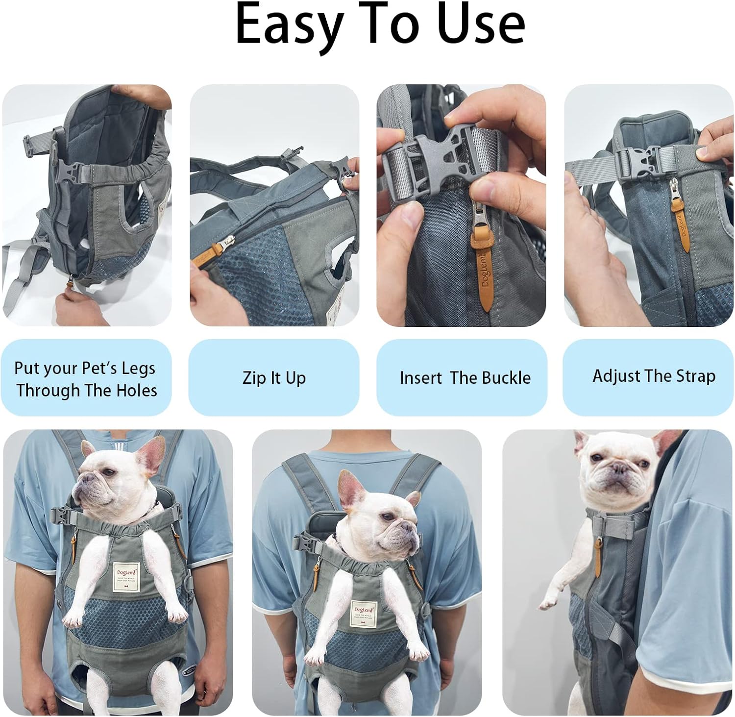Puppy Backpack, Dog Carrier Backpacks, Dog Backpack, Adjustable Pet Front Carrier with Sub-Package, Legs-Out Backpack Carrier for Small Dogs and Cats : Everything Else