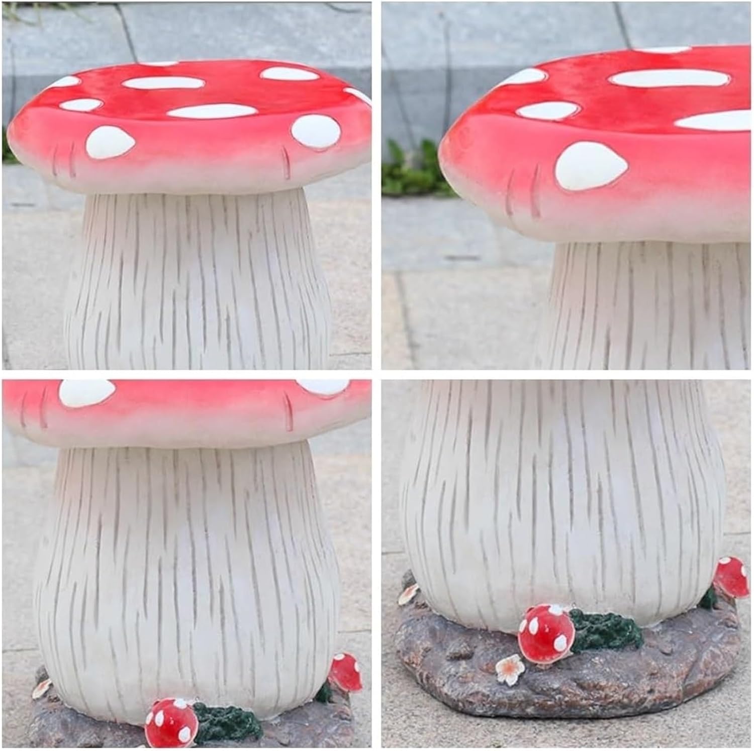 Mushroom Garden Table and Bench, Outdoor Patio Chairs, Christmas Lawn Decorations, Patio Pond Statues，Mushroom Outdoor Decor(Yellow)