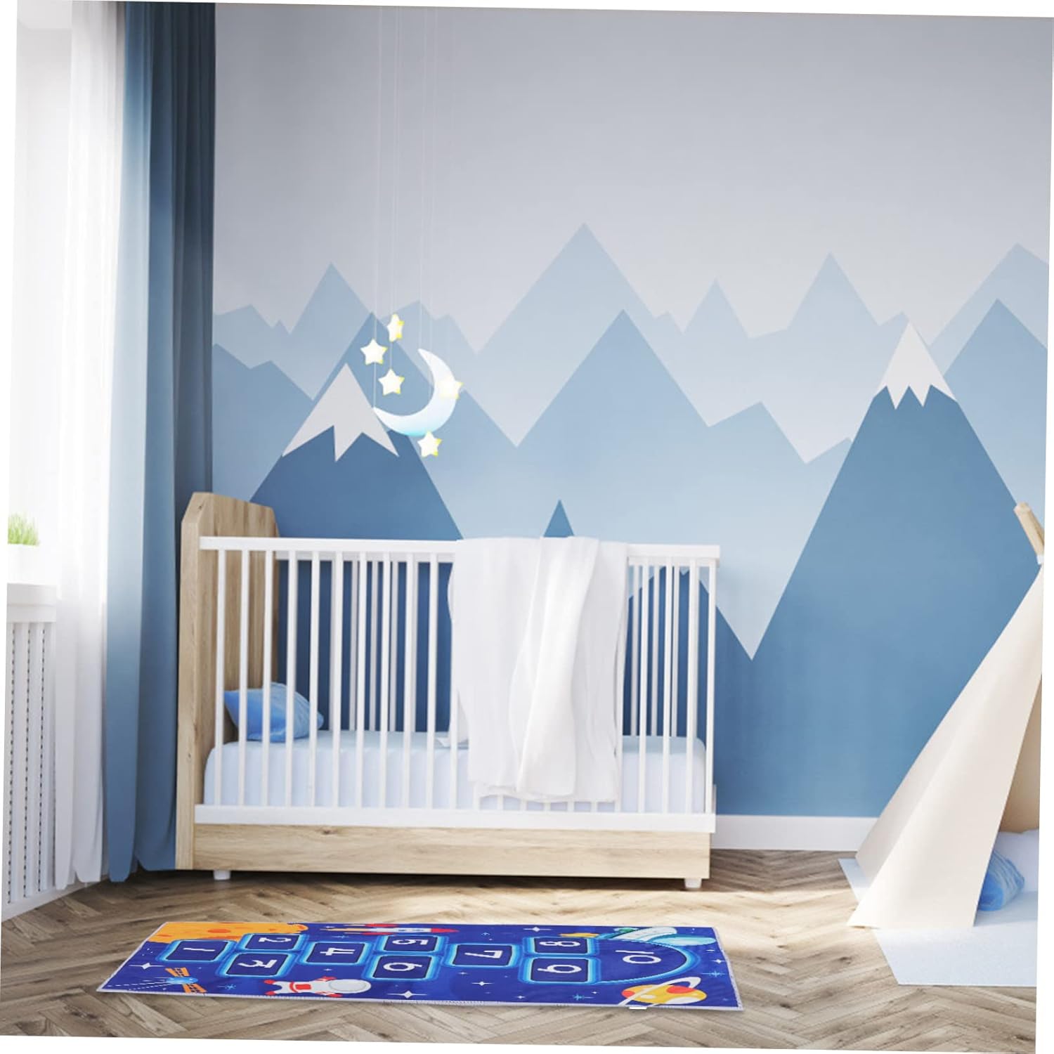 MAGICLULU Cartoon Hopscotch Rug for Playroom Lightweight Floor Mat Fun for Nursery and Bedroom Easy Storage Play Rug