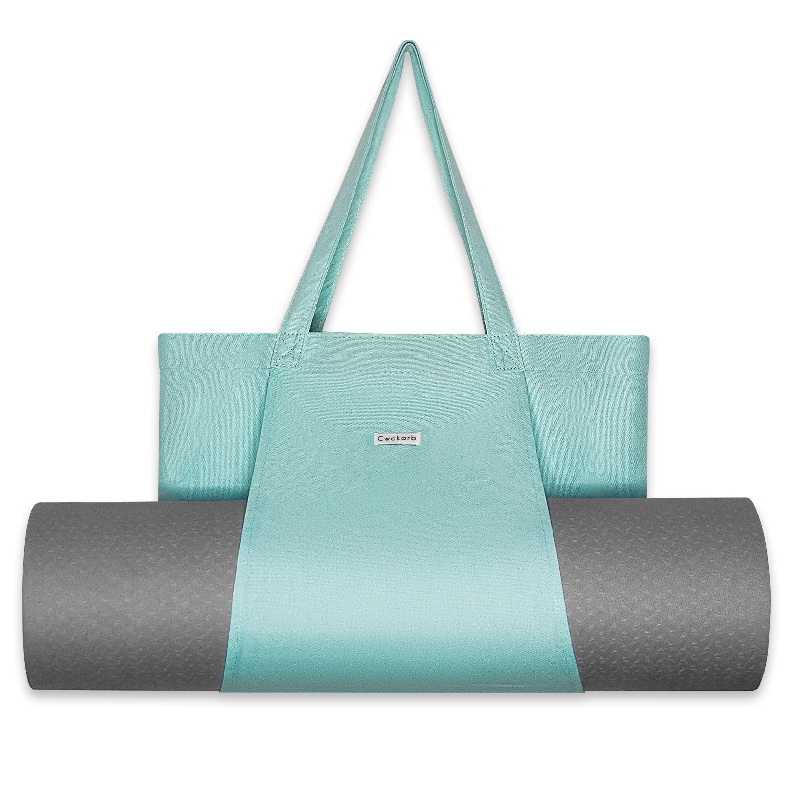 Cwokarb Yoga Bag for Women, Cotton Canvas Yoga Mat Tote with Wet Pocket