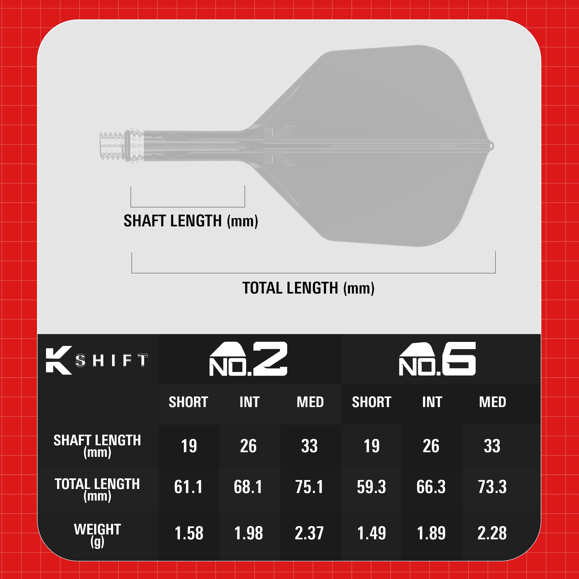 Target Darts K-Shift N° 6 Intégrés Vols et Arbres | K Shift N° 6 Système Vol et Arbre, Blanc/Transparent/Noir – K-Flex Court/Intermédiaire/Moyen Shift Spin Base, Accessoires Fléchettes Professionnels