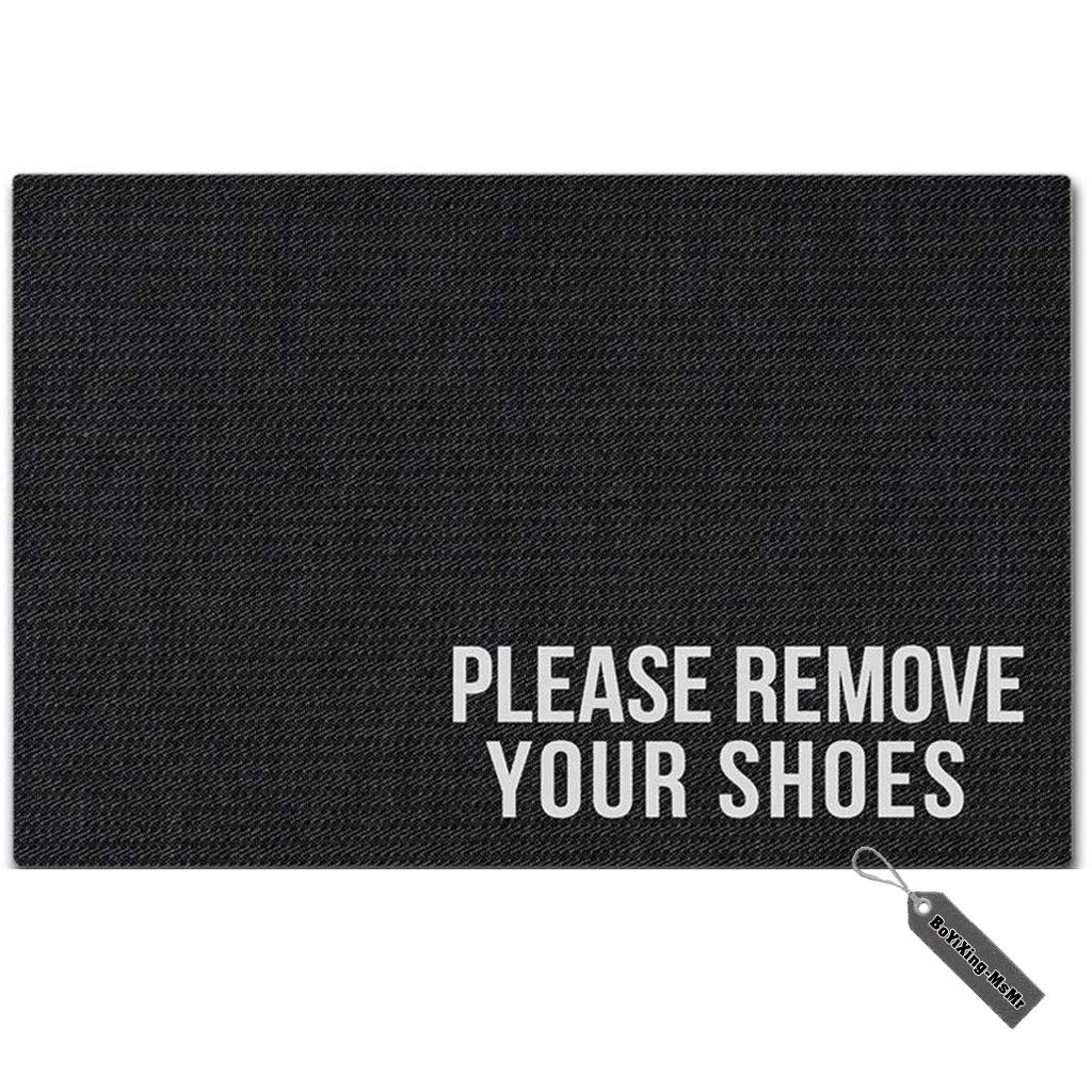 MsMr Funny Doormat Entrance Floor Mat Please Remove Your Shoes Creative Designed Doormat Indoor Outdoor Decorative Door Mat Non-Woven Fabric Top 23.6x15.7 Inch