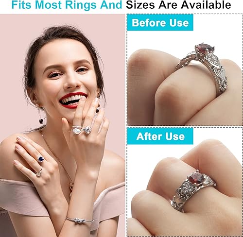 Miniatura 7 de Haiou 12 ajustadores de tamaño de anillo, espaciadores de anillo para anillos sueltos, 12 tamaños, ajustador de anillo invisible para mujeres y