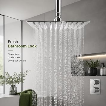10Inch Square Rain Shower Head, Stainless Steel Ceiling Mount Showerhead