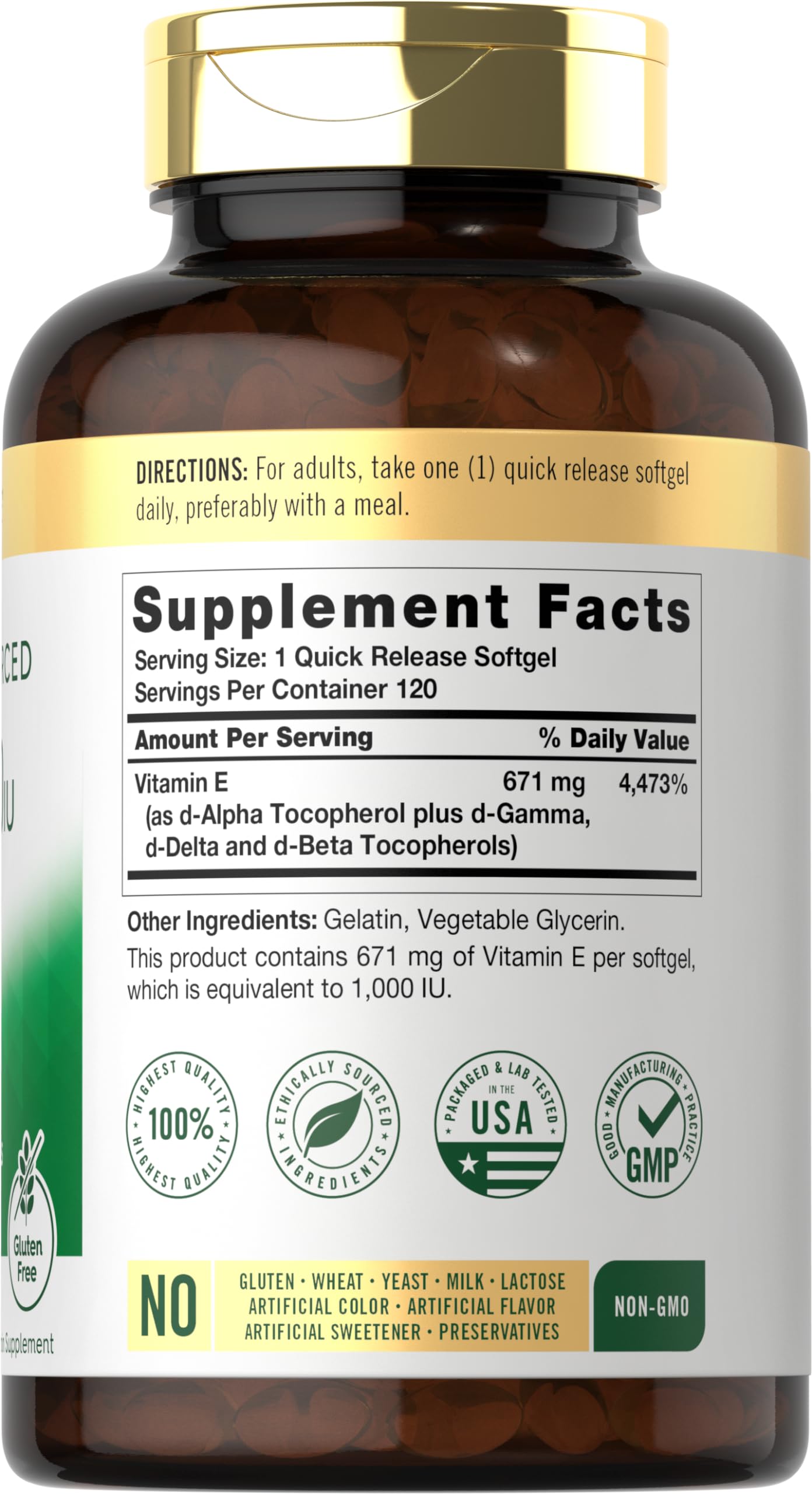 Carlyle Vitamin E 1000 IU Softgels | with Mixed Tocopherols | 120 Pills — Amazon image 2