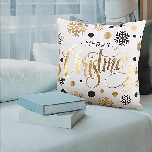 Miniatura 3 de Scceatti Fundas de almohada de Navidad con cremallera cuadrada de 18 x 18 pulgadas, funda de cojín de invierno de tela con bonito tema de