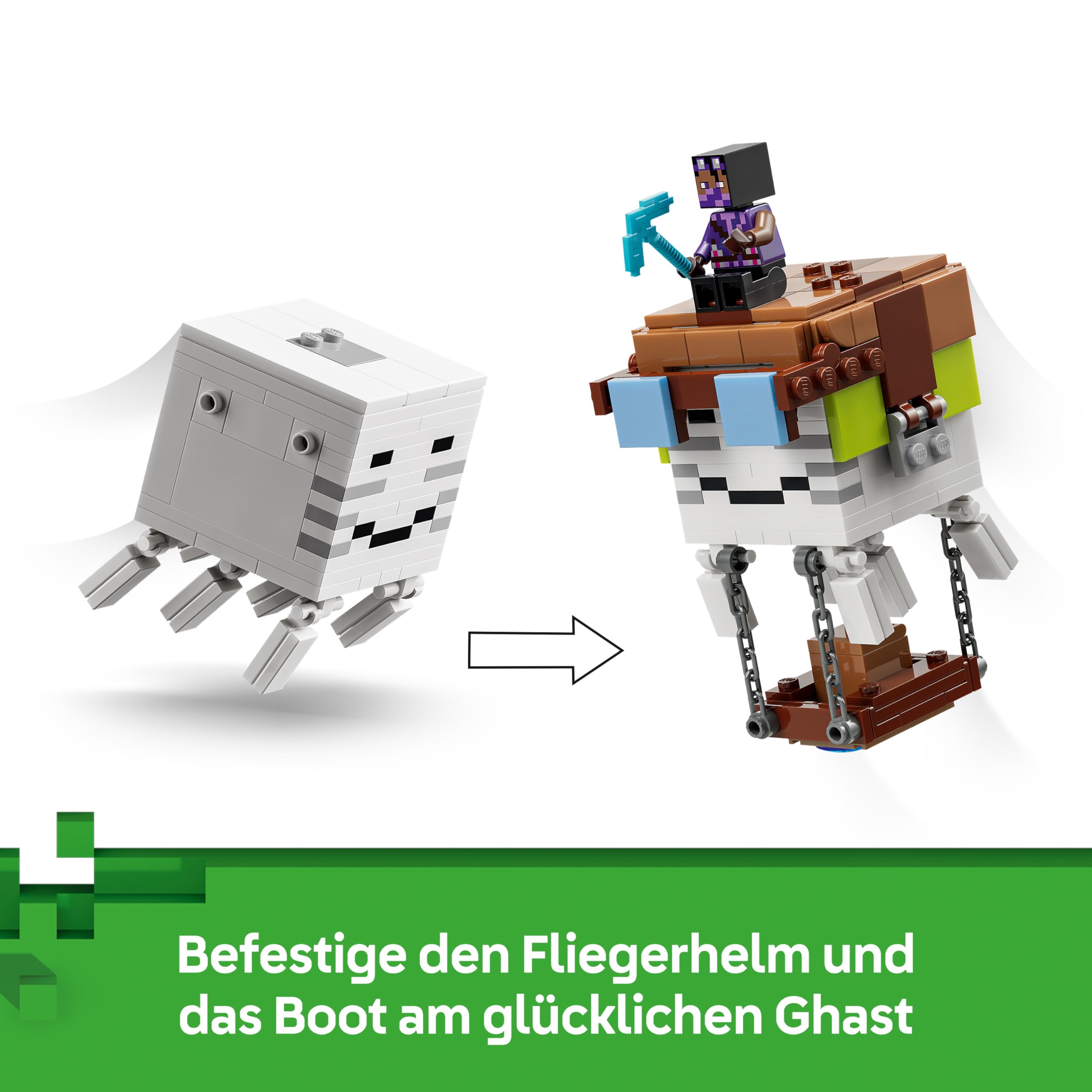 LEGO Minecraft Ghast-Station - Spielzeug mit 8 Figuren inkl. 2 Skelette und 4 Ghasts mit Zubehör - Zimmerdeko für Kinder - Gaming-Geschenk für Jungen, Mädchen und Fans ab 9 Jahren - 21597