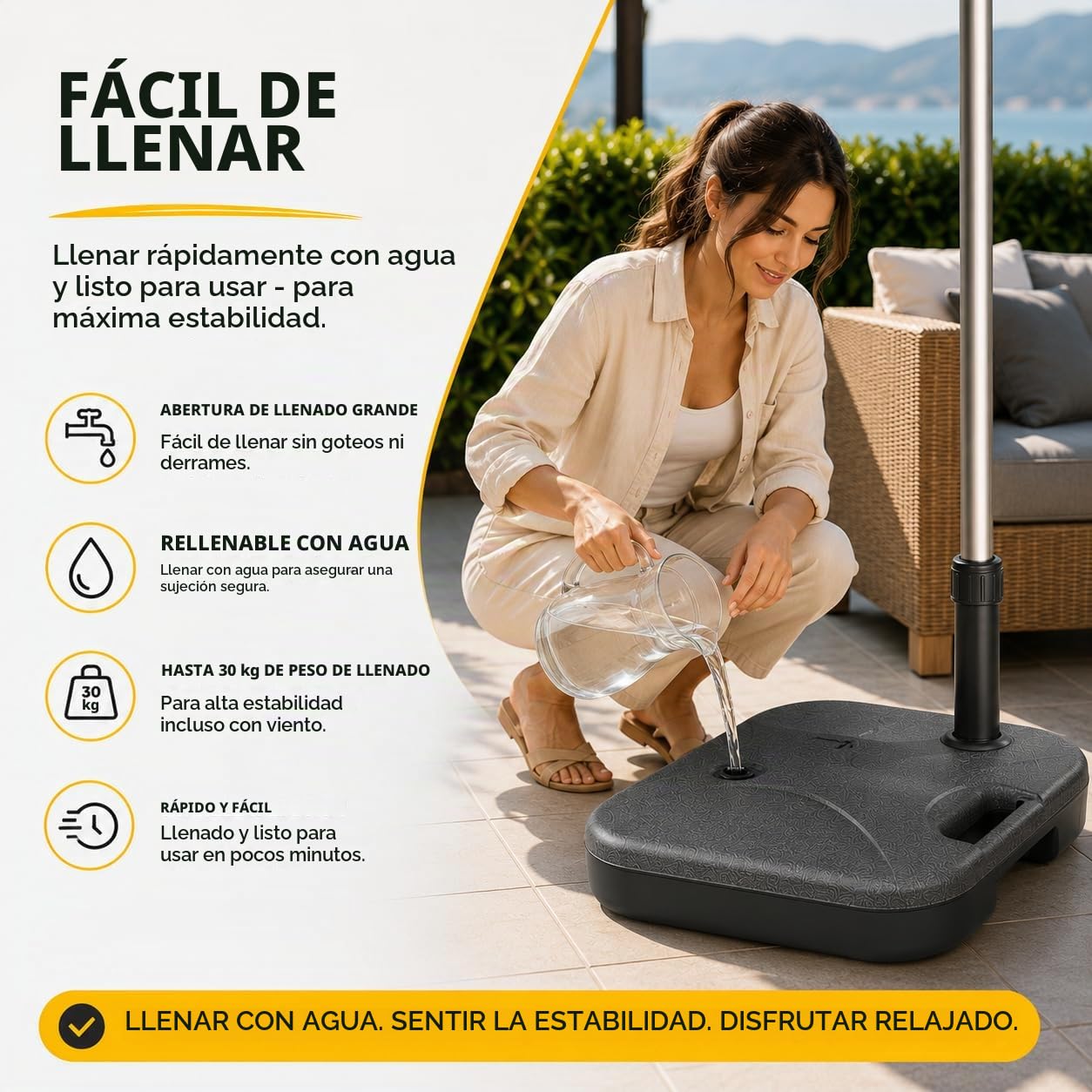Soporte de sombrilla para sombrilla – Pesos para cruces de suelo de plástico – Soporte para sombrilla estable y soporte para sombrilla