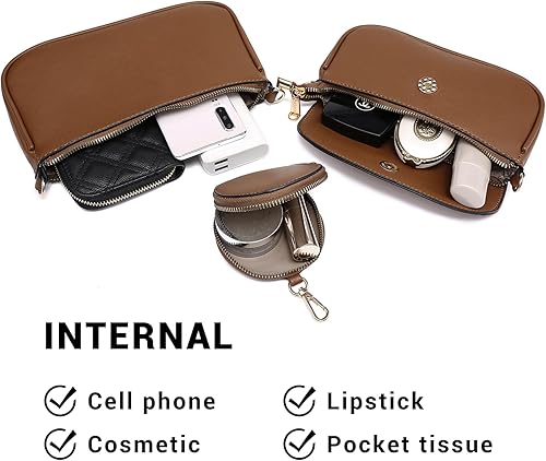 Miniatura 7 de MARCO M KELLY Bolsas cruzadas pequeñas para mujer con monedero, bolsa de cuero sintético, bolso de hombro de diseñador de 3 piezas