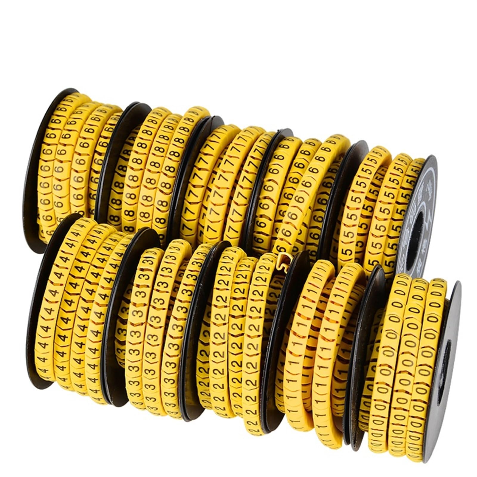 Etiquetas Para Cables 10 rollos de marcadores de Cable, tubo numérico EC 1/2, 5/4/6 cuadrado de 0 a 9, etiqueta de Cable, manga de línea de red, aislamiento de PVC antideslizante cóncavo(6 Square)