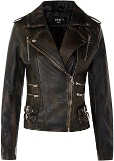 Retro Biker Jacket 100% Leather Ladies