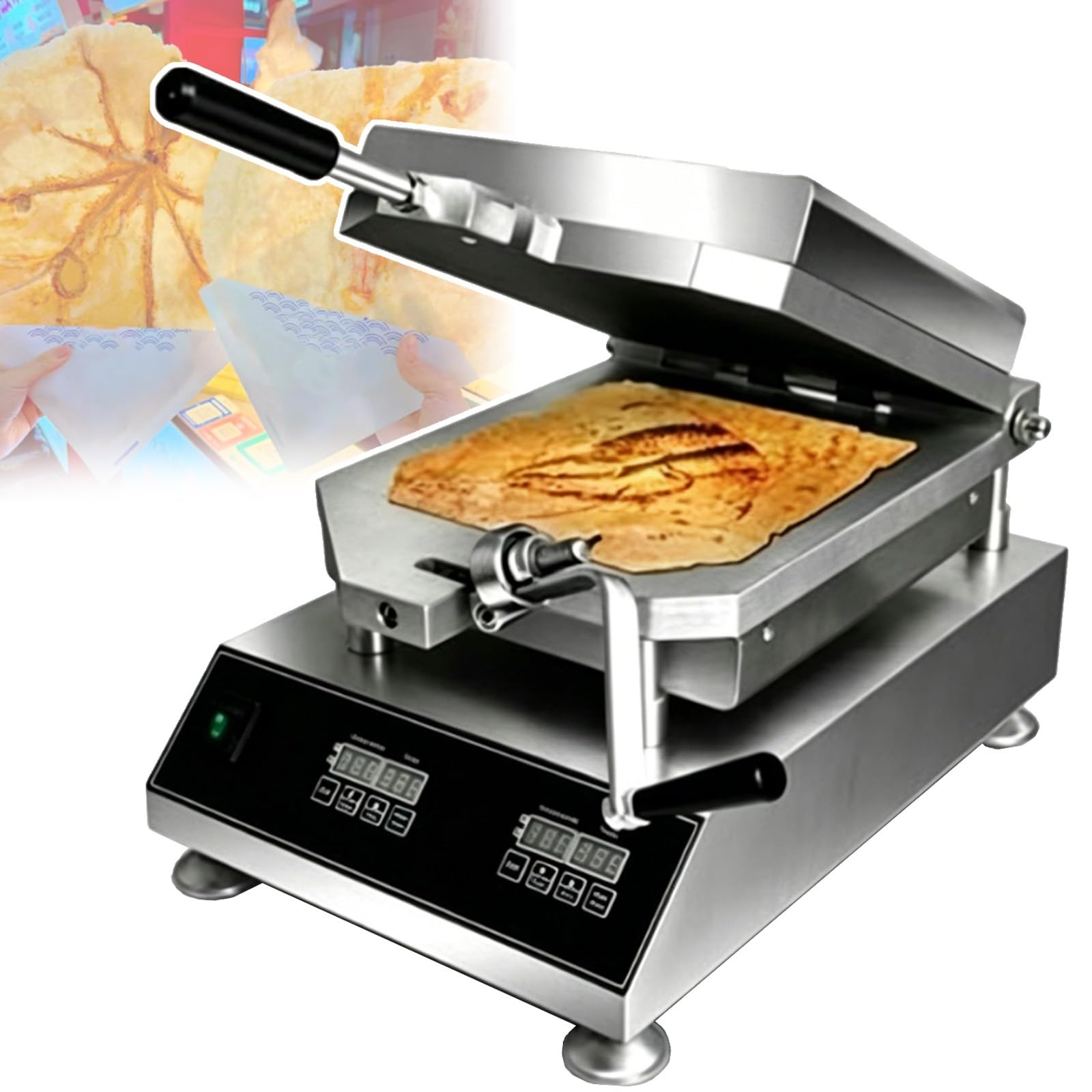 Macchina automatica per biscotti ai frutti di mare con piastra in alluminio rinforzato, controllo intelligente della temperatura per gamberetti, calamari, pesci e meduse