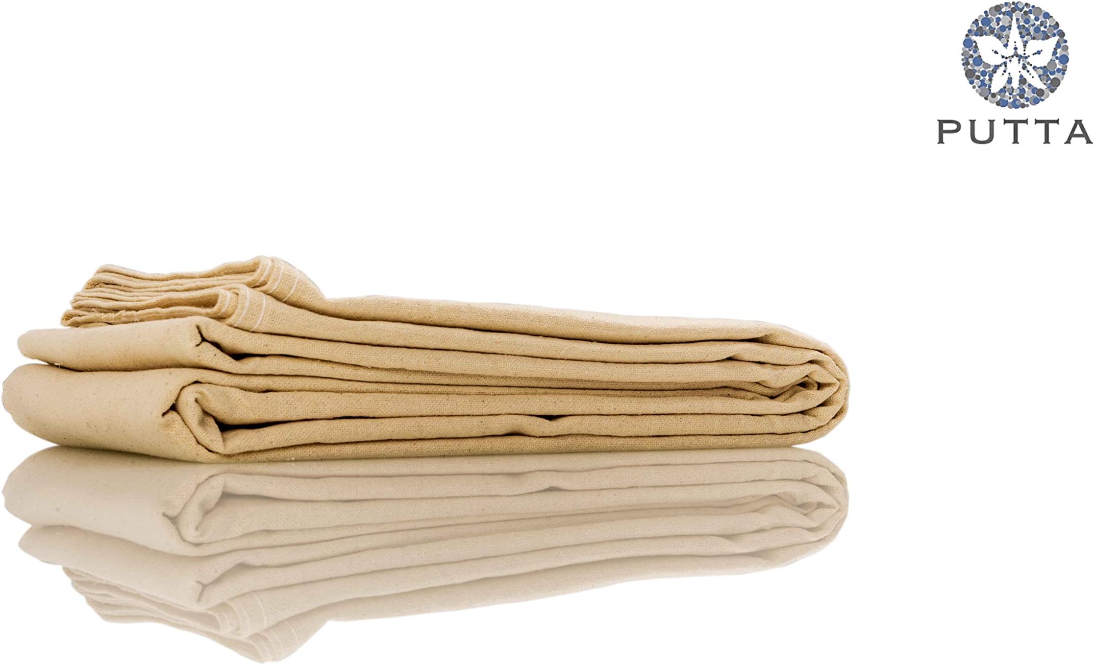 Putta Cotton Canvas Art Tarp 10 Oz Painters Drop Cloth Finished Size: 9x12 Seams in Middle & Two Edges, odorless, unmarked Fabric. Best as Floor & Furniture Cover, Curtain, Backdrop, DIY Projects.