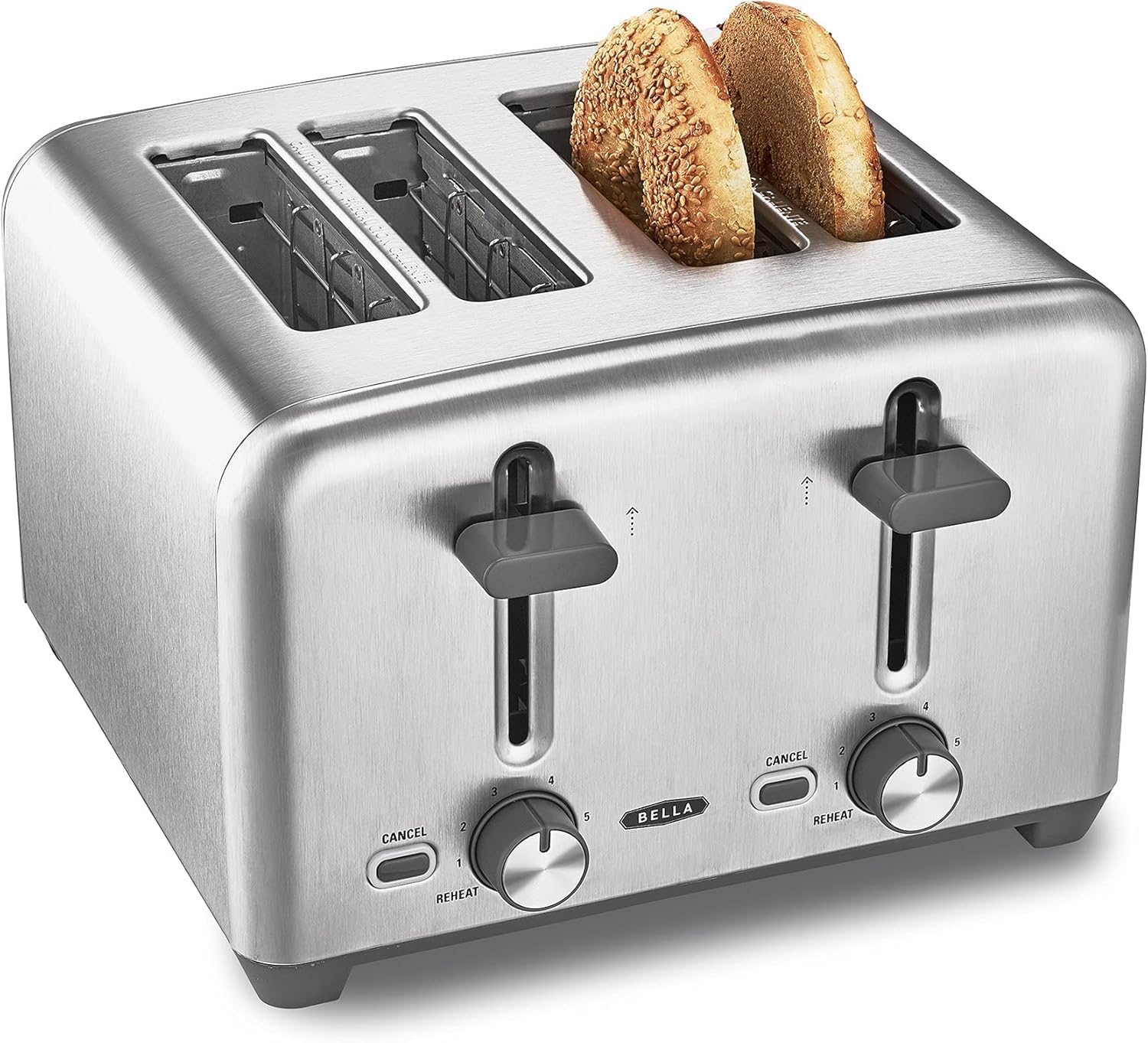 bella 4-Scheiben-Toaster – Extra breite Toastschlitze, herausnehmbares Krümelfach, 6 Bräunungsstufen, Abschaltautomatik, Aufwärmfunktion